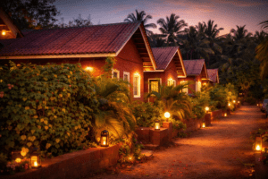 Romantic resort at dusk